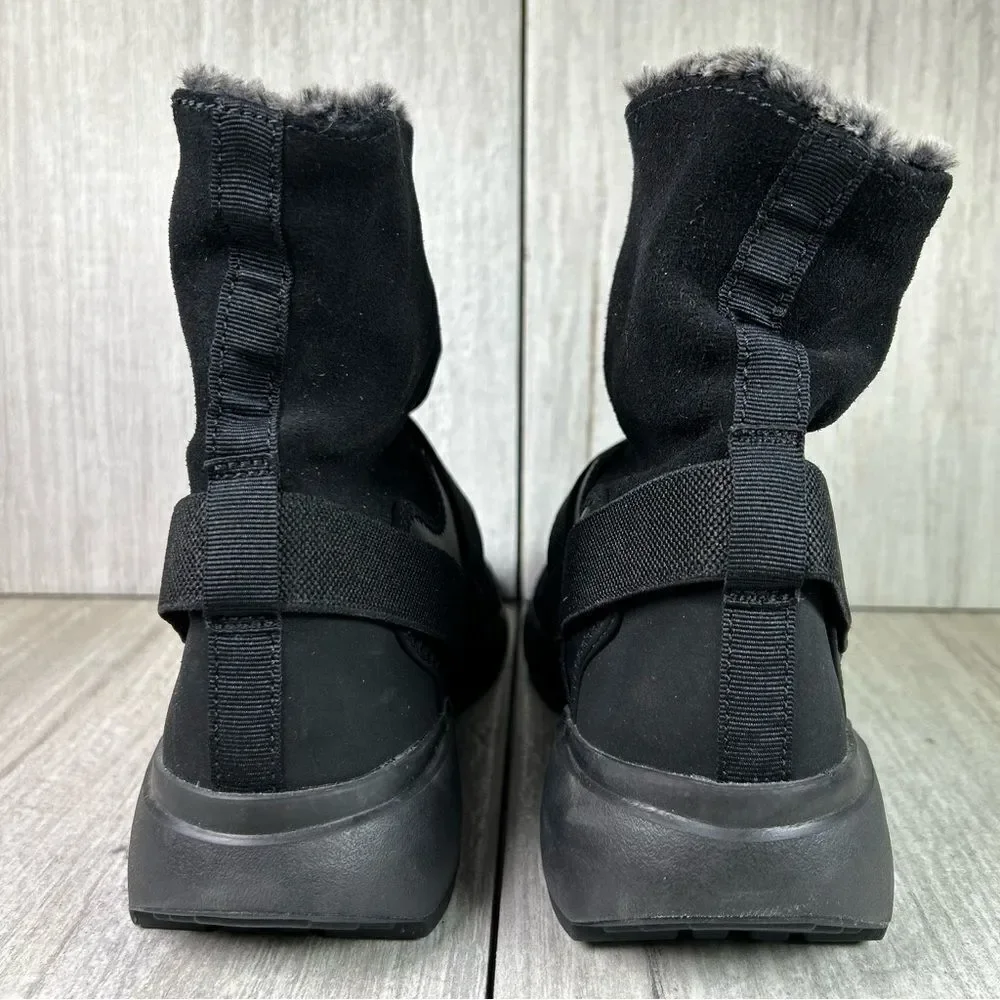 Nike Golkana Black Faux Fur Lined Warm Winter Slip On Boot Shoe Women’s Size 8